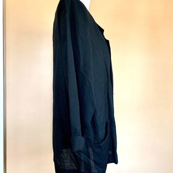 Vintage 90’s Black Oversized Double Breasted Blazer 14 Linen Blend - Picture 9 of 9